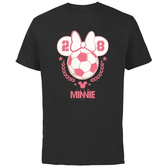 Disney Minnie Mouse Sports Soccer Team Minnie 28 Football - Short Sleeve Cotton T-Shirt for Adults - Customized-Black