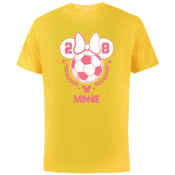 Disney Minnie Mouse Sports Soccer Team Minnie 28 Football - Short Sleeve Cotton T-Shirt for Adults - Customized-Yellow