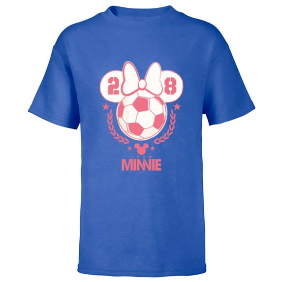 Disney Minnie Mouse Sports Soccer Team Minnie 28 Football - Short Sleeve T-Shirt for Kids - Customized-Royal