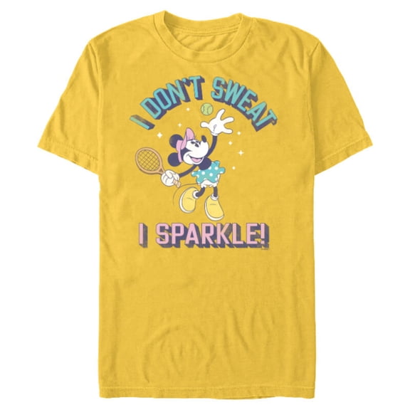 Disney Minnie Mouse Sports Tennis I Don’t Sweat, I Sparkle! - Short Sleeve Blended T-Shirt for Adults - Customized-Yellow