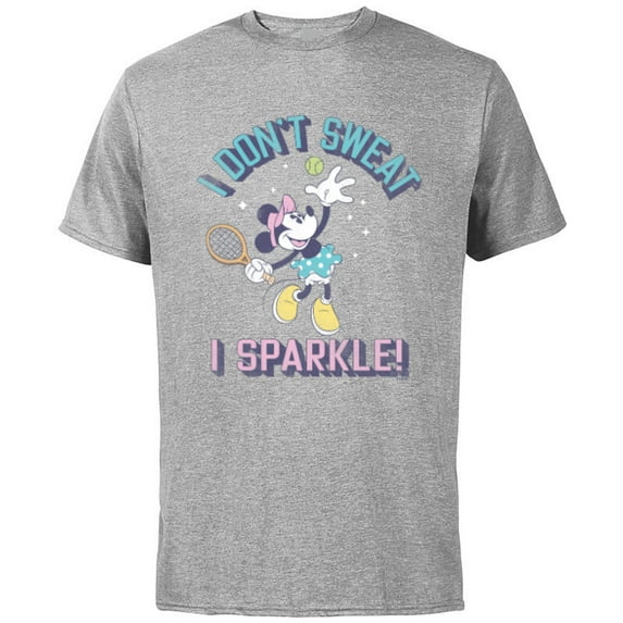 Disney Minnie Mouse Sports Tennis I Don’t Sweat, I Sparkle! - Short Sleeve Cotton T-Shirt for Adults - Customized-Athletic Heather