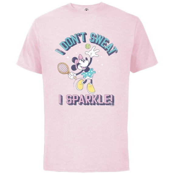 Disney Minnie Mouse Sports Tennis I Don’t Sweat, I Sparkle! - Short Sleeve Cotton T-Shirt for Adults - Customized-Soft Pink