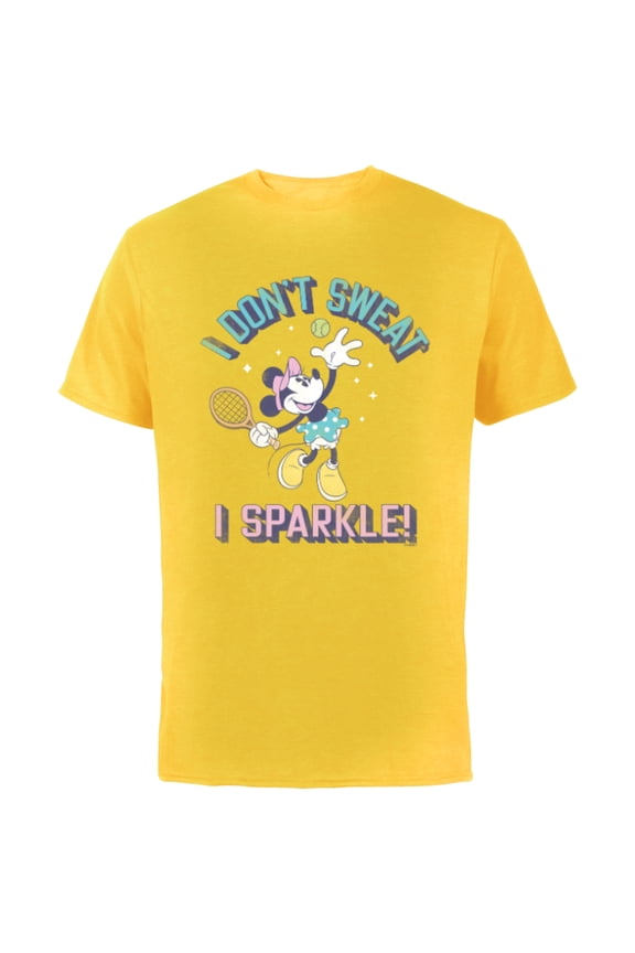 Minnie Mouse Sports Tennis I Don’t Sweat, I Sparkle! - Short Sleeve Cotton T-Shirt for Adults - Customized-Yellow