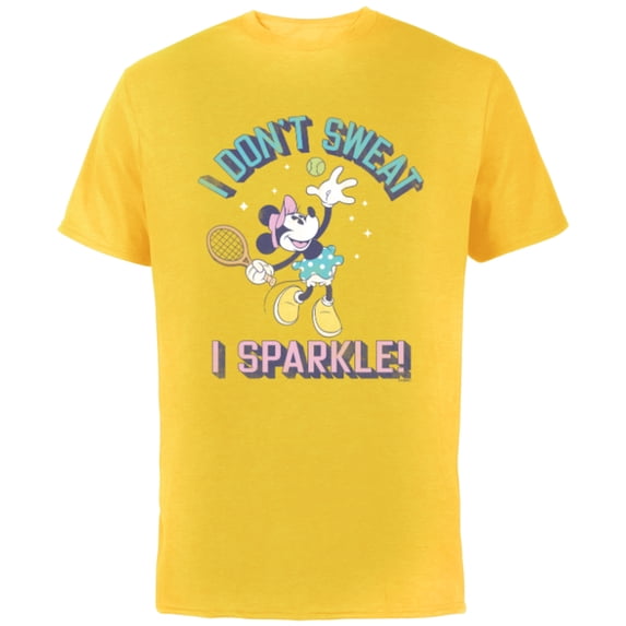 Disney Minnie Mouse Sports Tennis I Don’t Sweat, I Sparkle! - Short Sleeve Cotton T-Shirt for Adults - Customized-Yellow