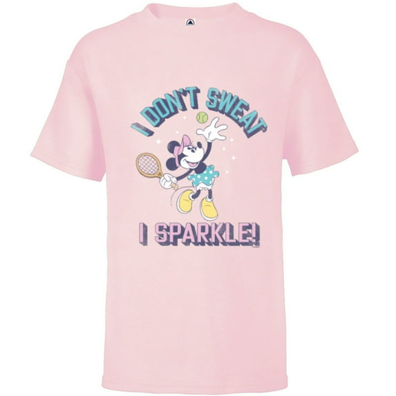Disney Minnie Mouse Sports Tennis I Don’t Sweat, I Sparkle! - Short Sleeve T-Shirt for Kids - Customized-Soft Pink