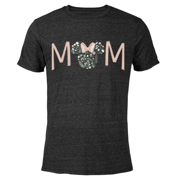 Disney Minnie Mouse Spring Florals Mom - Short Sleeve Blended T-Shirt for Adults - Customized-Black