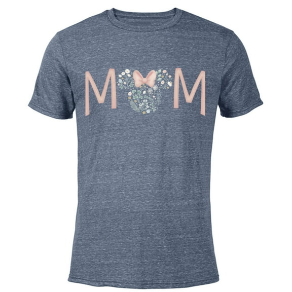 Disney Minnie Mouse Spring Florals Mom - Short Sleeve Blended T-Shirt for Adults - Customized-Navy Heather