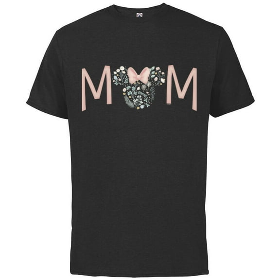 Disney Minnie Mouse Spring Florals Mom - Short Sleeve Cotton T-Shirt for Adults - Customized-Black