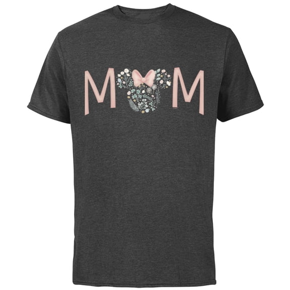 Disney Minnie Mouse Spring Florals Mom - Short Sleeve Cotton T-Shirt for Adults - Customized-Charcoal