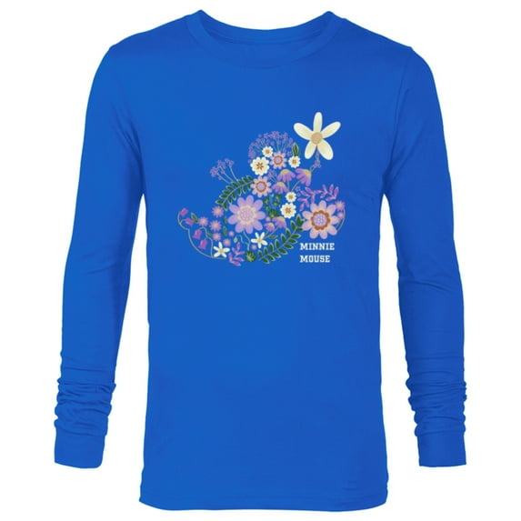 Disney Minnie Mouse Spring Flowers Botanical Floral Garden - Long Sleeve T-Shirt for Men - Customized-Navy
