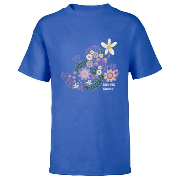 Disney Minnie Mouse Spring Flowers Botanical Floral Garden - Short Sleeve T-Shirt for Kids - Customized-Royal