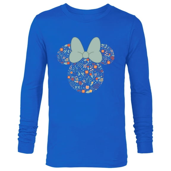 Disney Minnie Mouse Spring Head Icon with Bow Springtime - Long Sleeve T-Shirt for Men - Customized-Navy