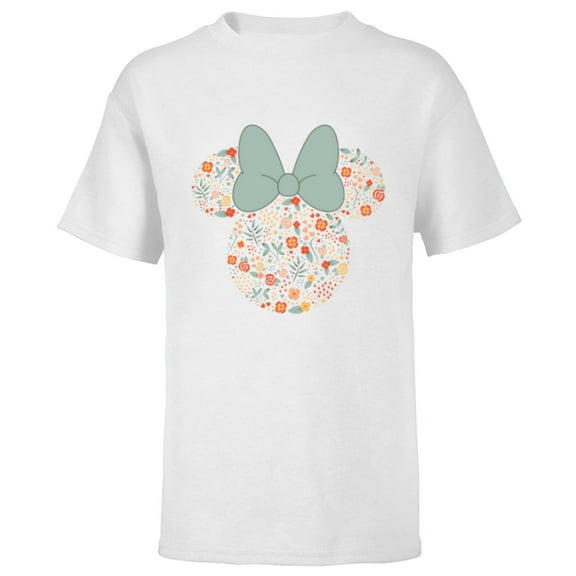 Disney Minnie Mouse Spring Head Icon with Bow Springtime - Short Sleeve T-Shirt for Kids - Customized-White