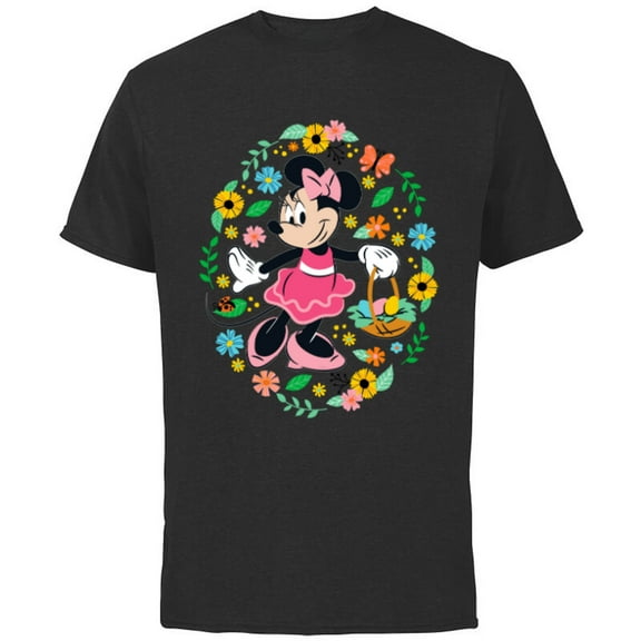 Disney Minnie Mouse Springtime Easter Egg Hunt - Short Sleeve Cotton T-Shirt for Adults - Customized-Black