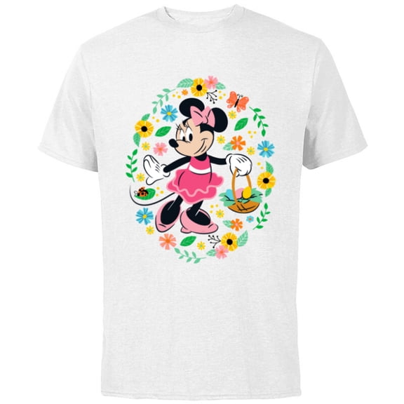 Disney Minnie Mouse Springtime Easter Egg Hunt - Short Sleeve Cotton T-Shirt for Adults - Customized-White