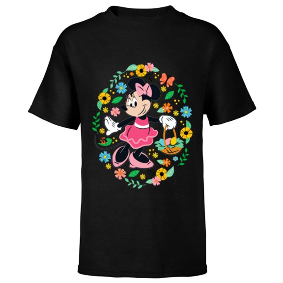 Disney Minnie Mouse Springtime Easter Egg Hunt - Short Sleeve T-Shirt for Kids - Customized-Black