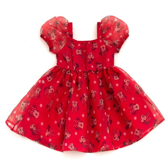 Disney Minnie Mouse Square Neck Pleated Dress Toddler to Big Kid