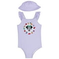thumbnail image 1 of Disney Minnie Mouse Square Neck Racerback One Piece Bathing Suit and Bucket Sun Hat UPF 50+ Swim Set Gingham Infant to Toddler, 1 of 5