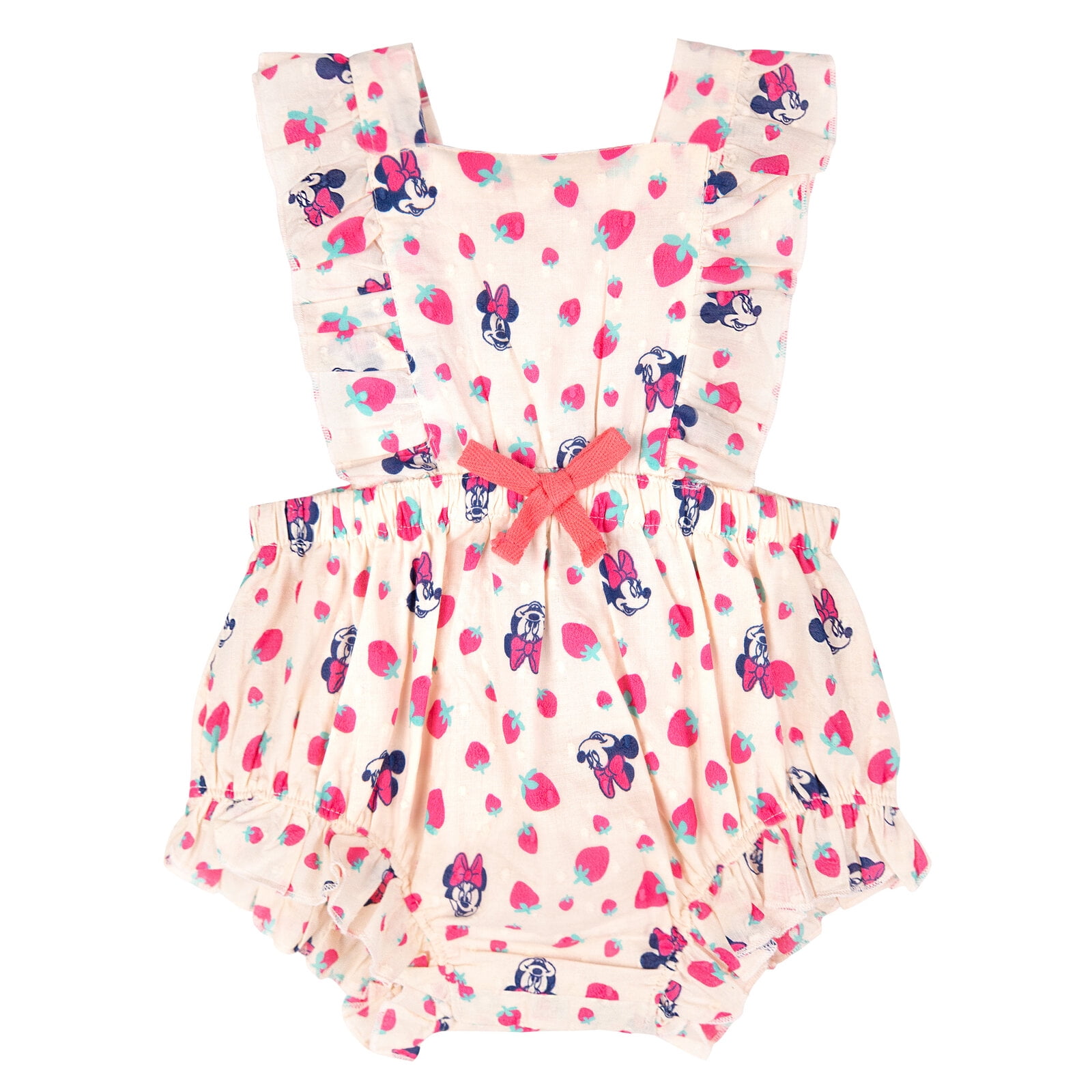 Disney Minnie Mouse Square Neck Sleeveless Ruffle Romper Newborn to Infant