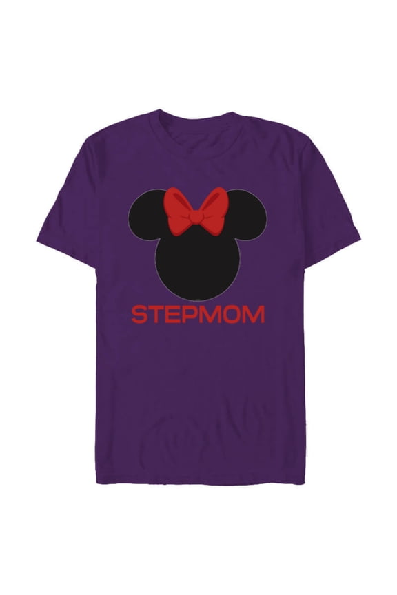Minnie Mouse Stepmom Mom Red Bow Family Mother’s Day - Short Sleeve Blended T-Shirt for Adults - Customized-Purple