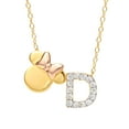 thumbnail image 1 of Disney Minnie Mouse Sterling Silver Gold Plated Cubic Zirconia Initial Pendant Necklace, 18" - Letter D, 1 of 5