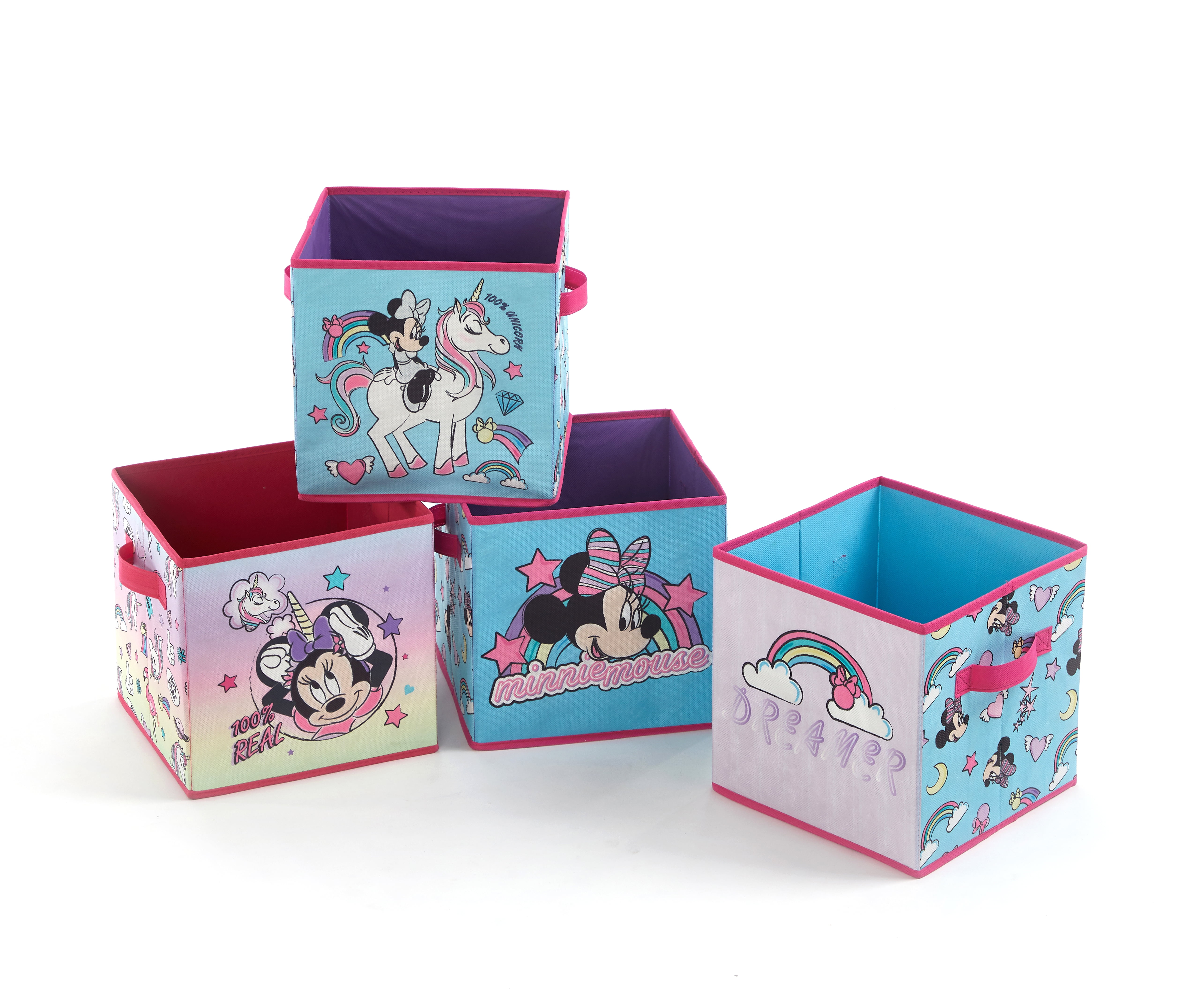 Disney Minnie Mouse Storage Cubes with Unicorn Designs (set of 4