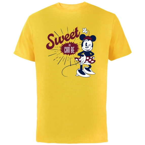 Disney Minnie Mouse Sweet as Can Be Retro Vintage - Short Sleeve Cotton T-Shirt for Adults - Customized-Yellow