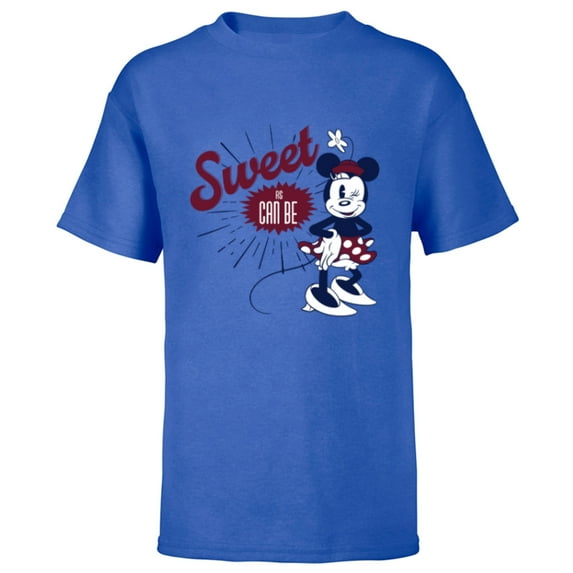 Disney Minnie Mouse Sweet as Can Be Retro Vintage - Short Sleeve T-Shirt for Kids - Customized-Royal