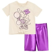 Disney Minnie Mouse T-Shirt and Bike Shorts Outfit Set Iridescent Toddler to Big Kid