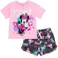 thumbnail image 1 of Disney Minnie Mouse T-Shirt and French Terry Shorts Outfit Set Graffiti Toddler to Big Kid, 1 of 5