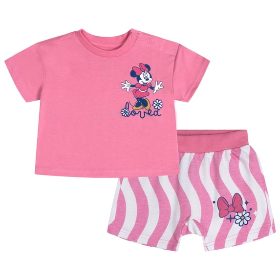 Disney Minnie Mouse T-Shirt and French Terry Shorts Outfit Set Newborn to Infant