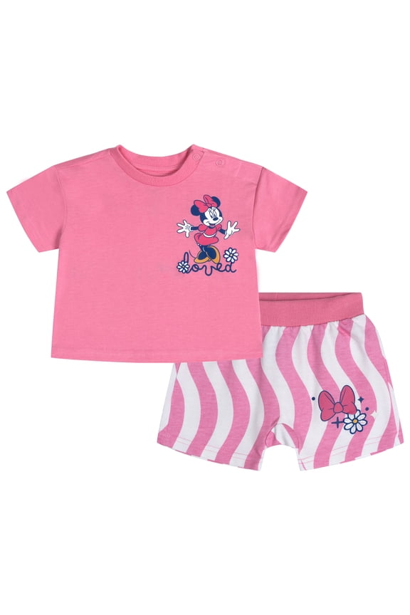 Minnie Mouse T-Shirt and French Terry Shorts Outfit Set Newborn to Infant