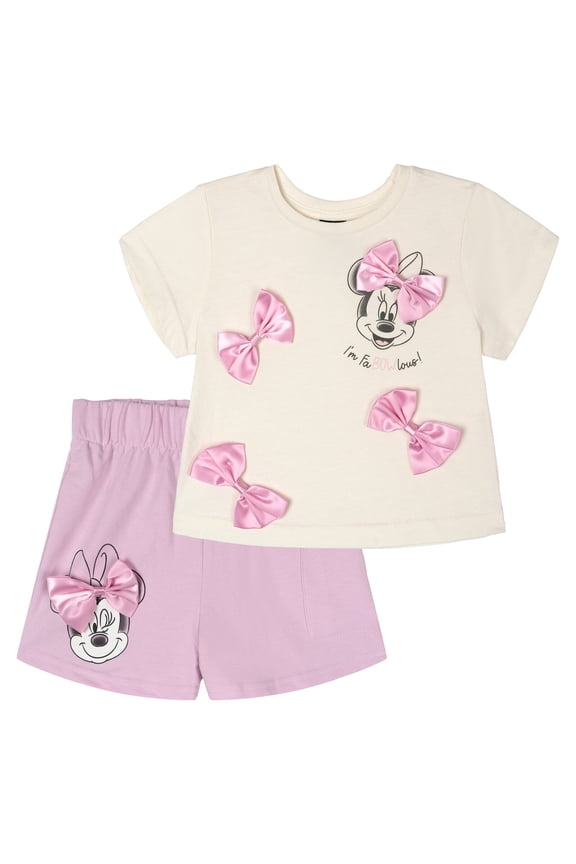 Minnie Mouse T-Shirt and French Terry Shorts Outfit Set Toddler to Big Kid
