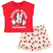 Disney Minnie Mouse Floral Infant Baby Girls T-Shirt and French Terry Shorts Outfit Set You're My Sunshine 12 Months