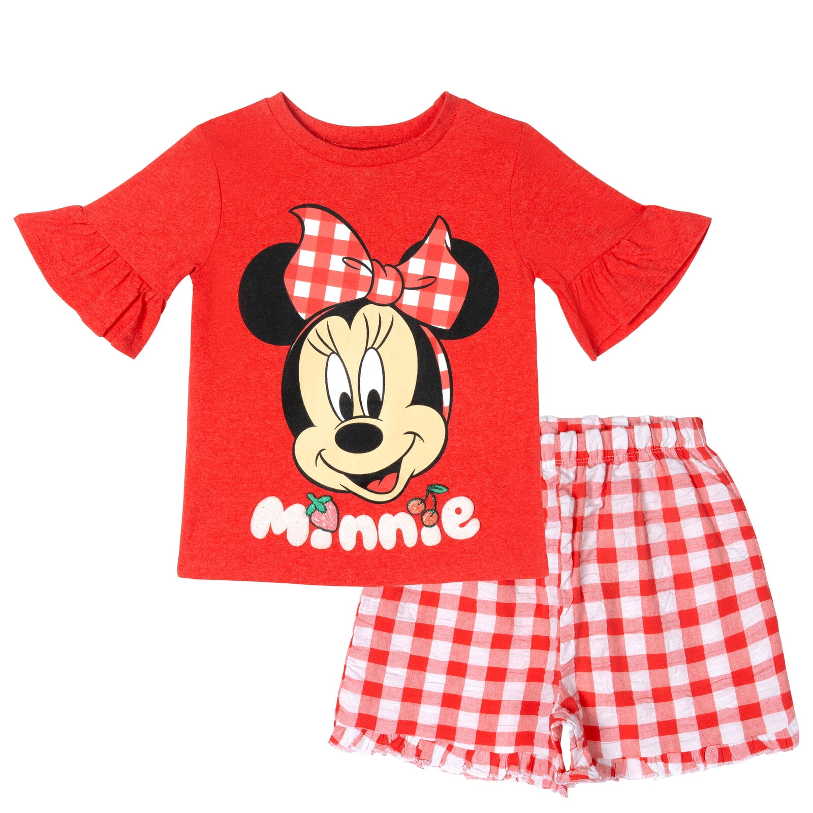 Disney Minnie Mouse Baby Girls' 2-Piece Tee and Shorts Set Minnie Red Gingham