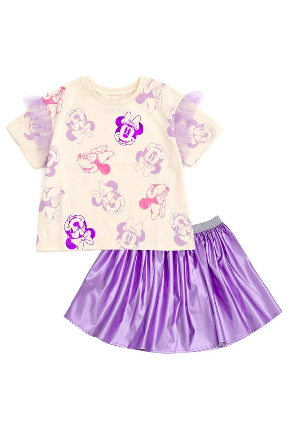 Minnie Mouse T-Shirt and Skirt Iridescent Toddler to Big Kid