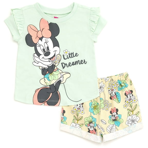 Disney Minnie Mouse T-Shirt and Twill Shorts Outfit Set Infant to Little Kid
