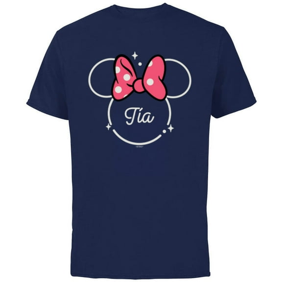 Disney Minnie Mouse Tía Aunt Head Icon Magic Día de la Madre - Short Sleeve Cotton T-Shirt for Adults - Customized-Navy