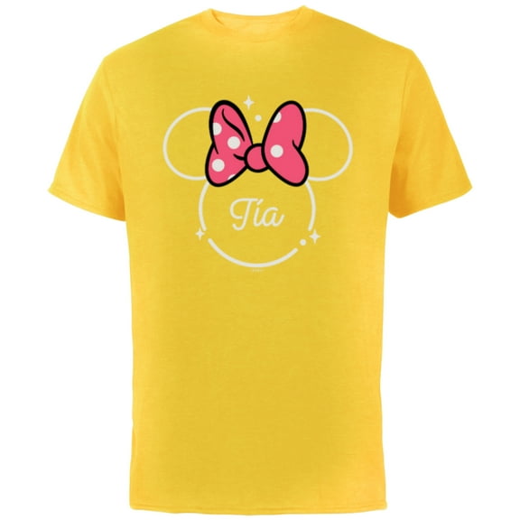 Disney Minnie Mouse Tía Aunt Head Icon Magic Día de la Madre - Short Sleeve Cotton T-Shirt for Adults - Customized-Yellow