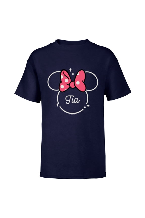 Minnie Mouse Tía Aunt Head Icon Magic Día de la Madre - Short Sleeve T-Shirt for Kids - Customized-Navy