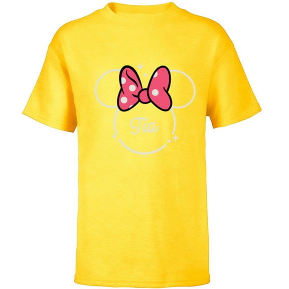 Disney Minnie Mouse Tía Aunt Head Icon Magic Día de la Madre - Short Sleeve T-Shirt for Kids - Customized-Yellow