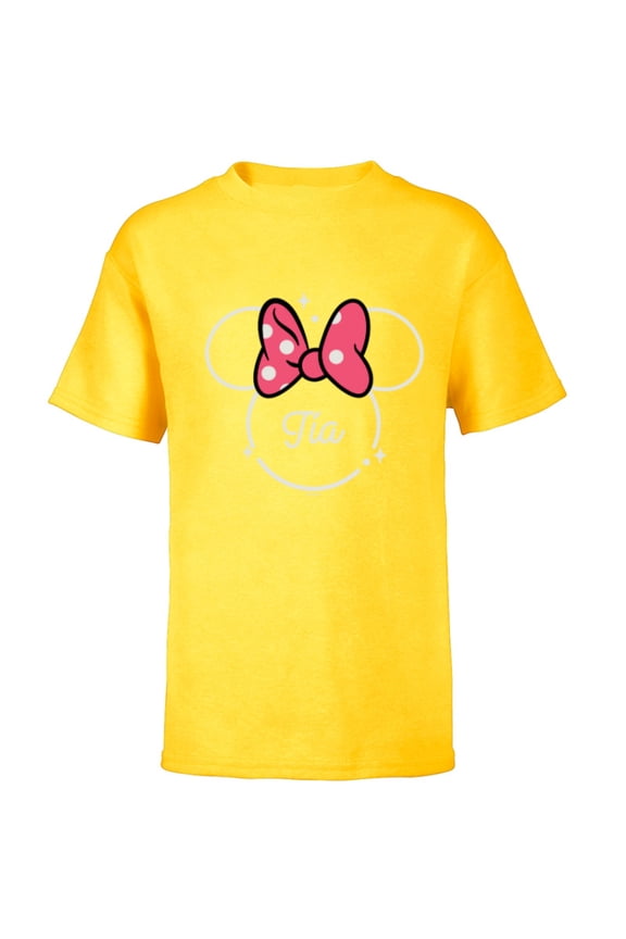 Minnie Mouse Tía Aunt Head Icon Magic Día de la Madre - Short Sleeve T-Shirt for Kids - Customized-Yellow