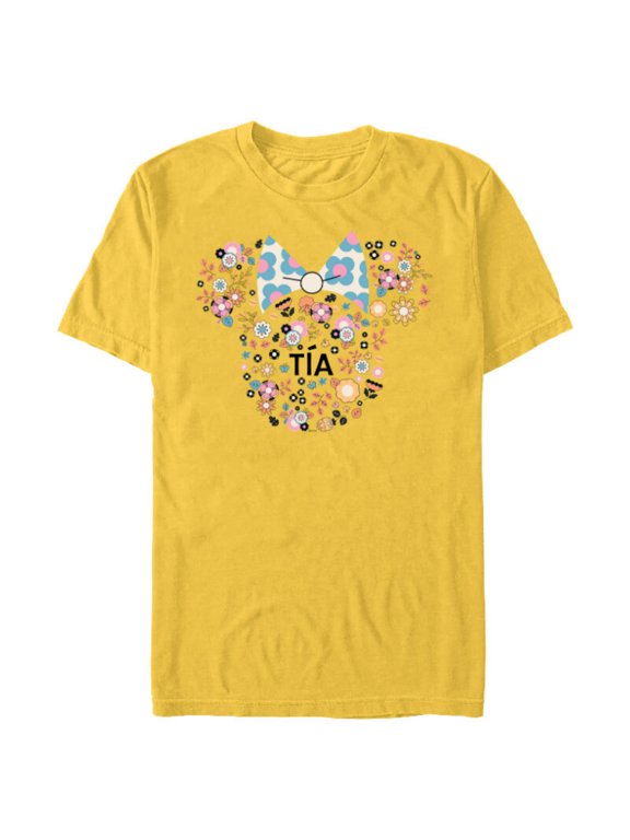 Minnie Mouse Tía Aunt Icon Flowers Día de la Madre - Short Sleeve Blended T-Shirt for Adults - Customized-Yellow
