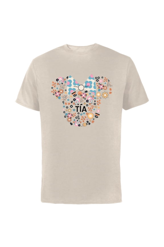 Minnie Mouse Tía Aunt Icon Flowers Día de la Madre - Short Sleeve Cotton T-Shirt for Adults - Customized-Natural