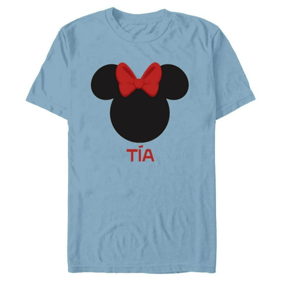 Disney Minnie Mouse Tía Aunt Red Bow Family Día de la Madre - Short Sleeve Blended T-Shirt for Adults - Customized-Ocean Blue