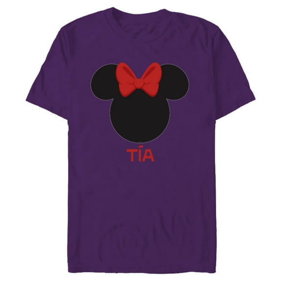 Disney Minnie Mouse Tía Aunt Red Bow Family Día de la Madre - Short Sleeve Blended T-Shirt for Adults - Customized-Purple