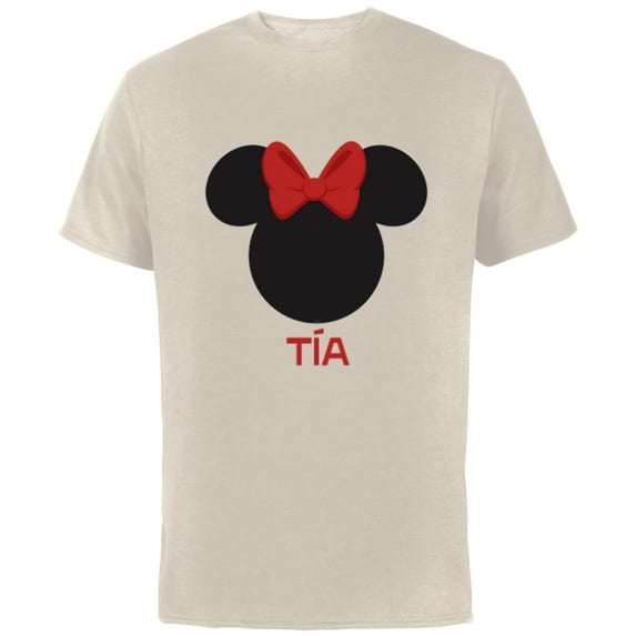 Disney Minnie Mouse Tía Aunt Red Bow Family Día de la Madre - Short Sleeve Cotton T-Shirt for Adults - Customized-Natural