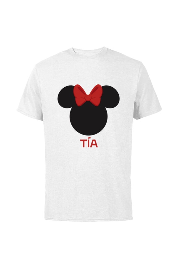 Minnie Mouse Tía Aunt Red Bow Family Día de la Madre - Short Sleeve Cotton T-Shirt for Adults - Customized-White