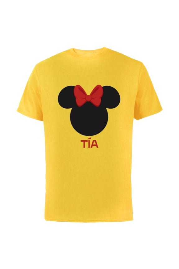 Minnie Mouse Tía Aunt Red Bow Family Día de la Madre - Short Sleeve Cotton T-Shirt for Adults - Customized-Yellow