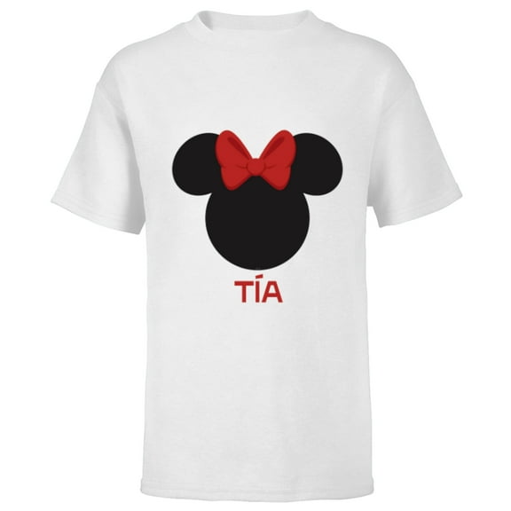 Disney Minnie Mouse Tía Aunt Red Bow Family Día de la Madre - Short Sleeve T-Shirt for Kids - Customized-White